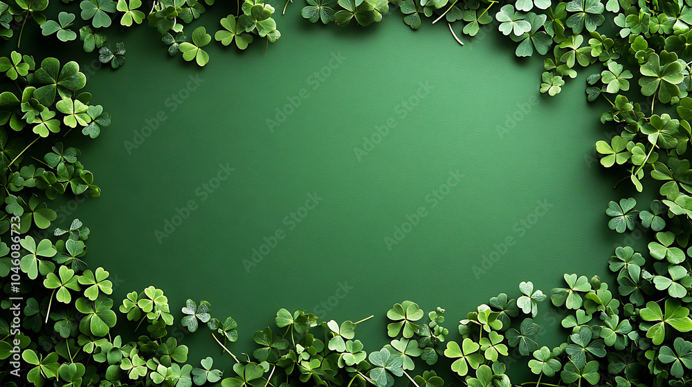 Fototapeta premium Shamrocks on a green background