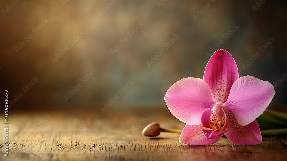 Orchid Flower isolated on a wooden table Orchid Flower isolated on a wooden table
