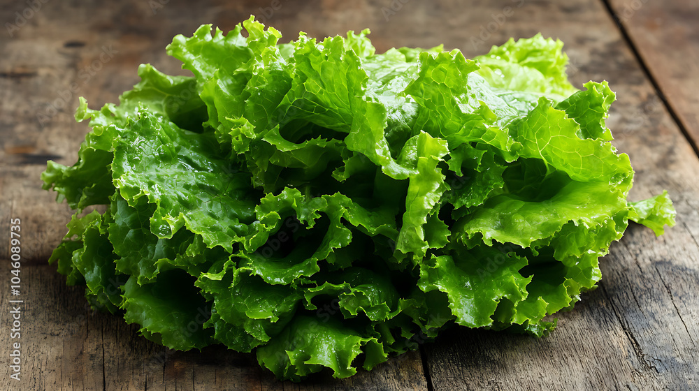 Lettuce isolated on a wooden table Lettuce isolated on a wooden table