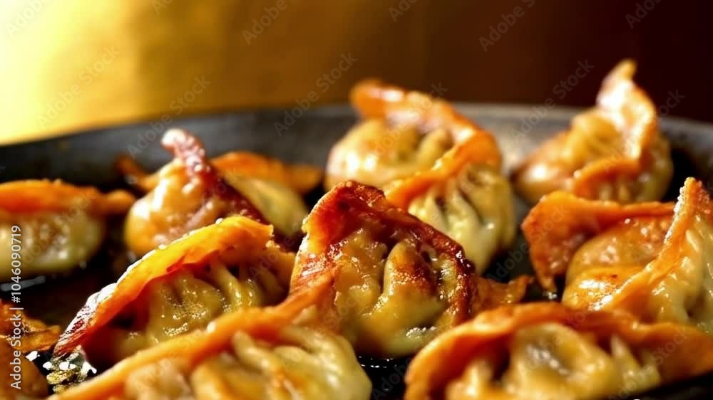 the dumplings are being grilled until golden brown the dumplings are being grilled until golden brown
