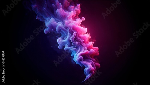 Neon Smoke Flowing into Dark Void - Full-Image Wallpaper