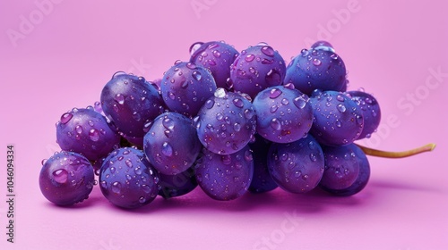 Purple Grapes with Water Drops