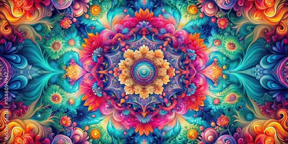 whimsical abstract art with symmetrical patterns in vibrant colors whimsical abstract art with symmetrical patterns in vibrant colors