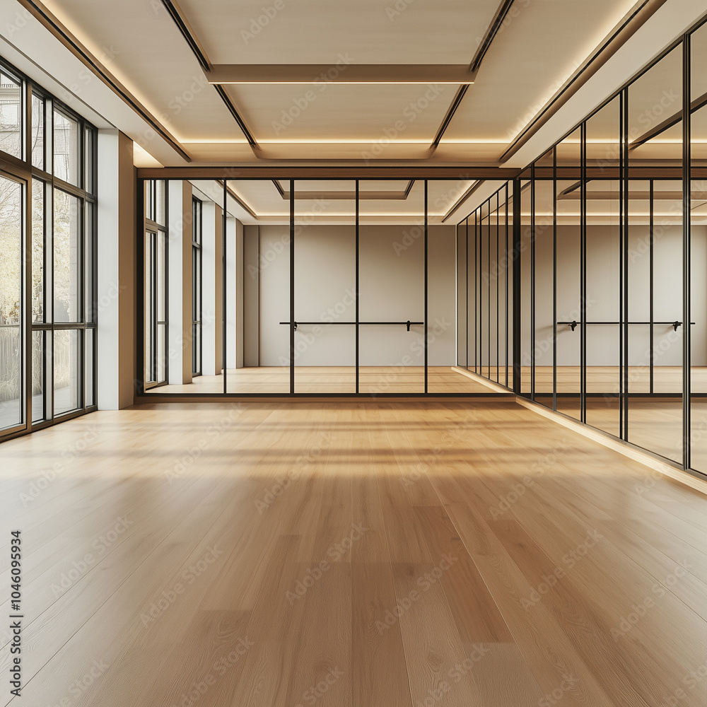 Modern Dance Studio with Sprung Wood Floors and Mirrored Walls Modern Dance Studio with Sprung Wood Floors and Mirrored Walls