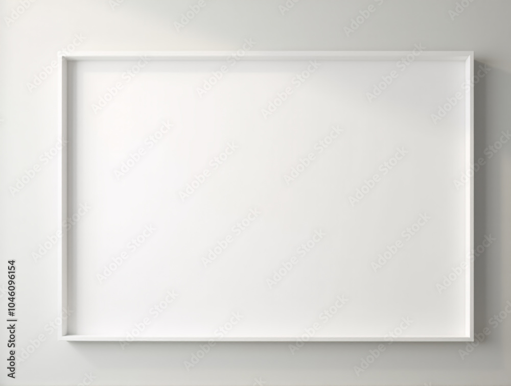 Large Empty Canvas Mockup for Art Prints in Minimalist Interior with Thin White Frame. Bright Wall with Large Simple Frame for Art Prints Mockup in Minimalist Interior Large Empty Canvas Mockup for Art Prints in Minimalist Interior with Thin White Frame. Bright Wall with Large Simple Frame for Art Prints Mockup in Minimalist Interior