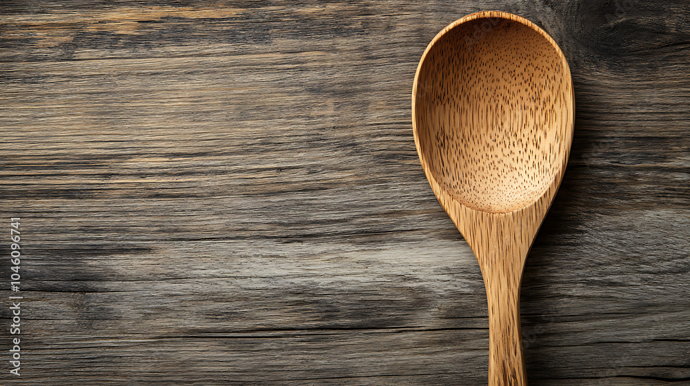 wood spoon isolated on a wooden table wood spoon isolated on a wooden table