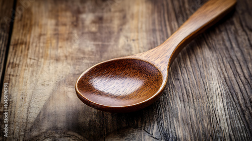 wood spoon isolated on a wooden table