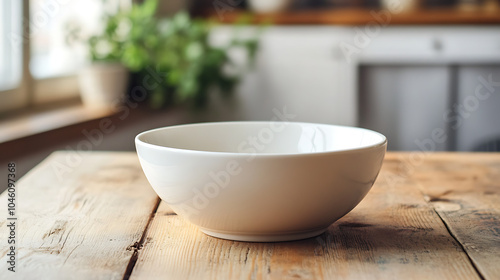 Wallpaper Mural white bowl isolated on a wooden table Torontodigital.ca