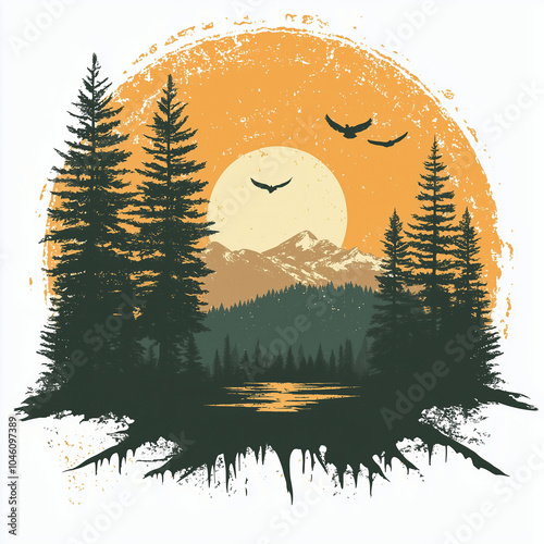 Wallpaper Mural Redwood national park retro logo patch badge illustration graphic design Torontodigital.ca