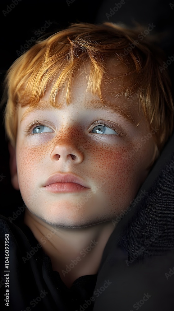 Thoughtful Child with Freckles and Light Red Hair Thoughtful Child with Freckles and Light Red Hair