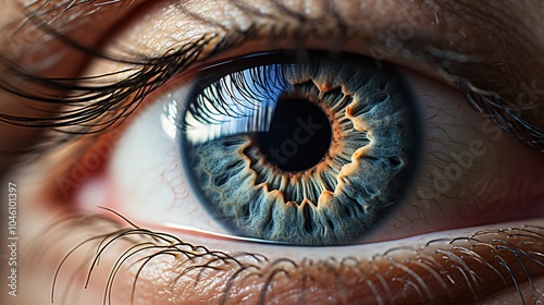 Detailed macro shot of a gray eye with visible iris and pupil