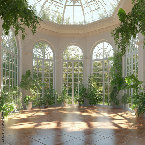 Classic Conservatory with Segment for Plant Displays  A Serene Oasis for Nature Lovers