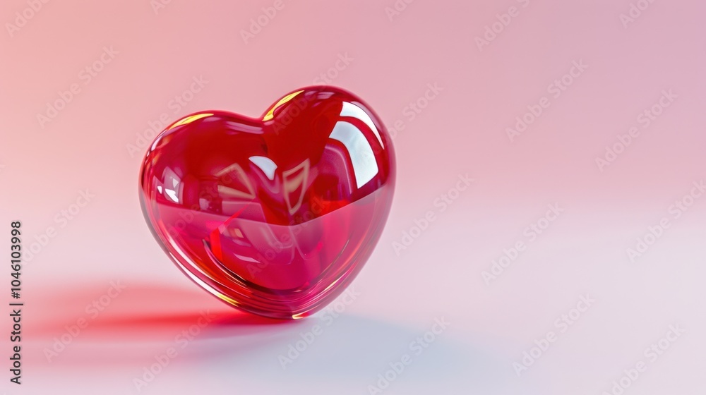 Glass Heart on Pink Background Glass Heart on Pink Background