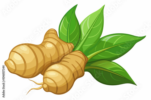  Fresh ginger root on a white background 