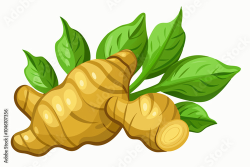  Fresh ginger root on a white background 