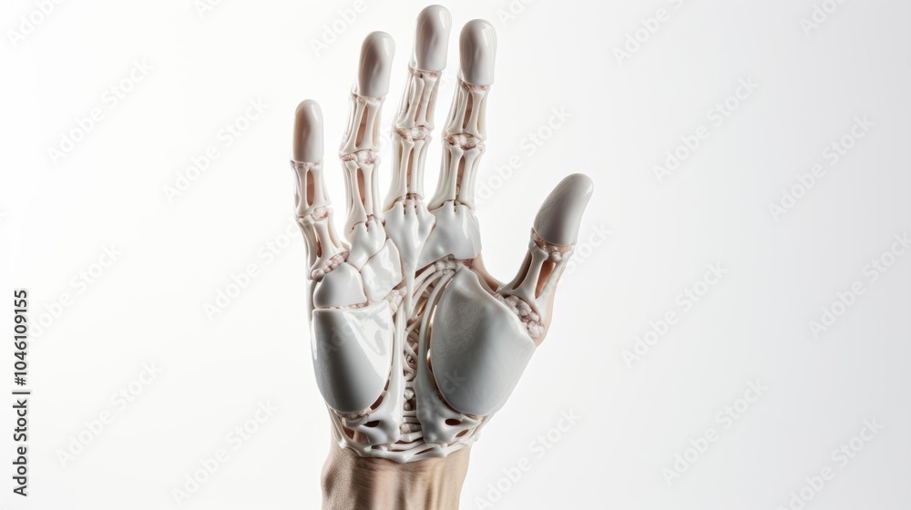 A white hand with a skeleton in the middle of it A white hand with a skeleton in the middle of it