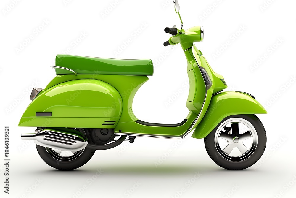 Green scooter isolated on white background Green scooter isolated on white background