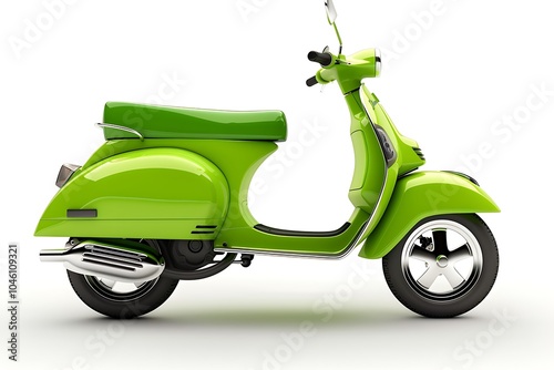 Green scooter isolated on white background