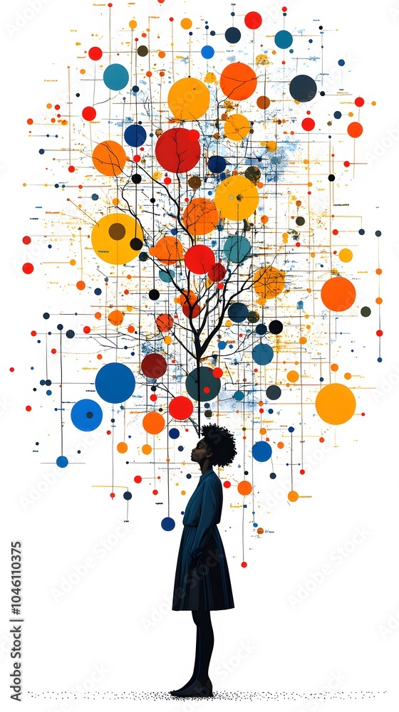 Abstract Figure with Colorful Tree Illustration Abstract Figure with Colorful Tree Illustration