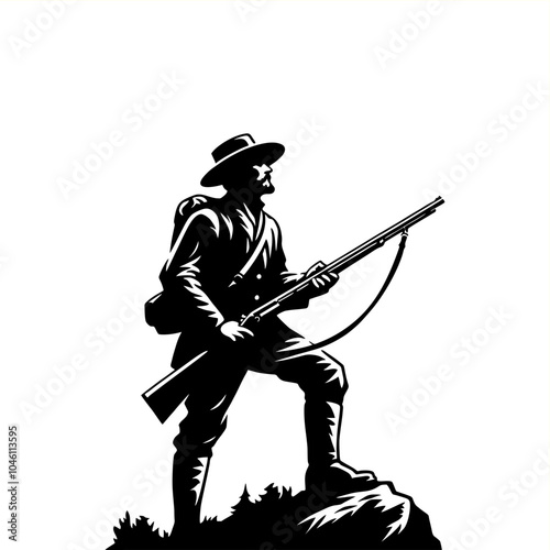 vector silhouette of hunter mountain man ranger