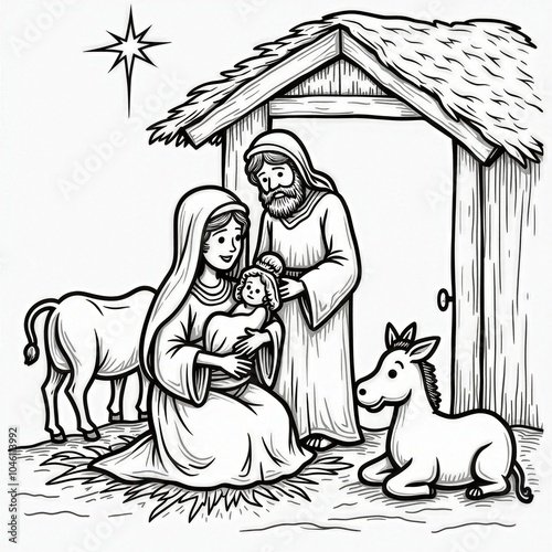  Nativity Scene Coloring Page