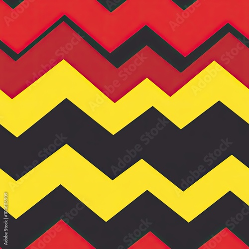 Wallpaper Mural Abstract Pattern of Yellow, Black, and Red Zigzag Shapes Torontodigital.ca