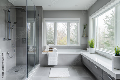 Minimalist Oasis: A Contemporary Bathroom with a Glass-Enclosed Shower