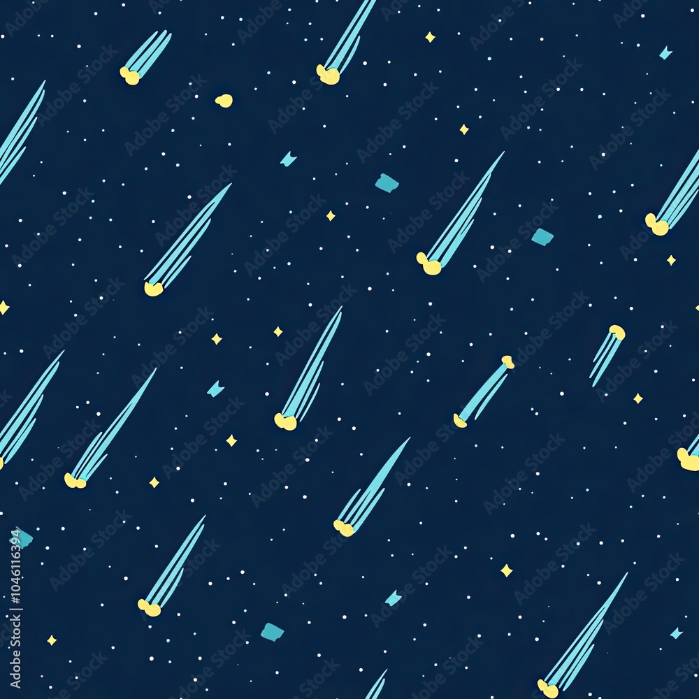 A Repeating Pattern of Shooting Stars in a Dark Night Sky A Repeating Pattern of Shooting Stars in a Dark Night Sky