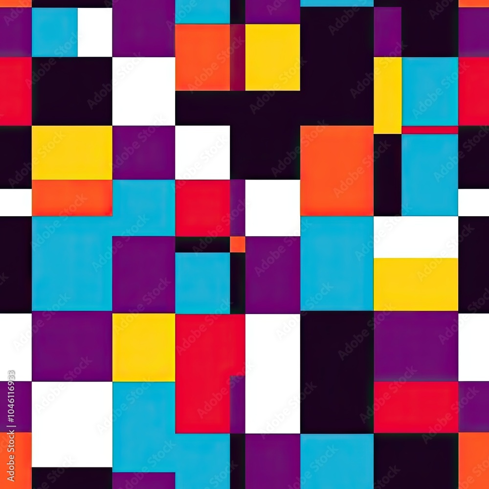 Abstract Geometric Pattern with Vibrant Colors and Squares Abstract Geometric Pattern with Vibrant Colors and Squares