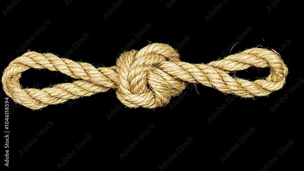 A close-up of a knotted rope against a black background A close-up of a knotted rope against a black background