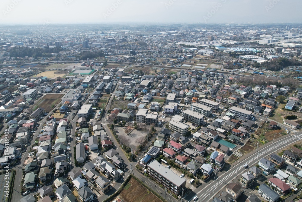 Fototapeta premium Blue sky and cityscape in Kanagawa, Japan