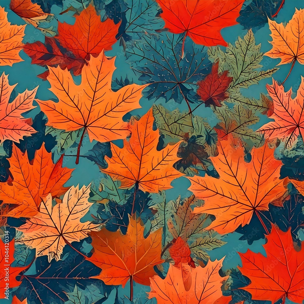 seamless pattern with autumn leaves