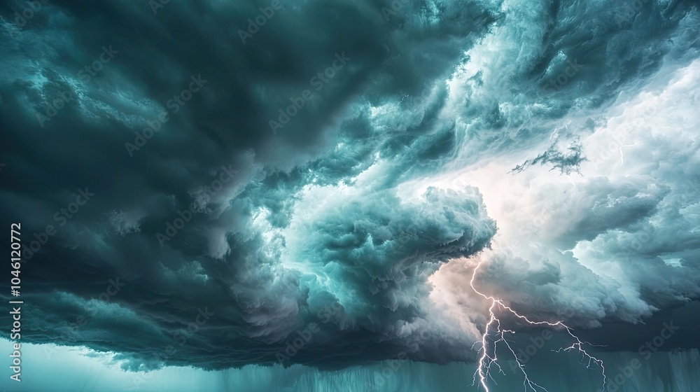 Dramatic storm clouds illuminated by flashes of lightning. Dramatic storm clouds illuminated by flashes of lightning.