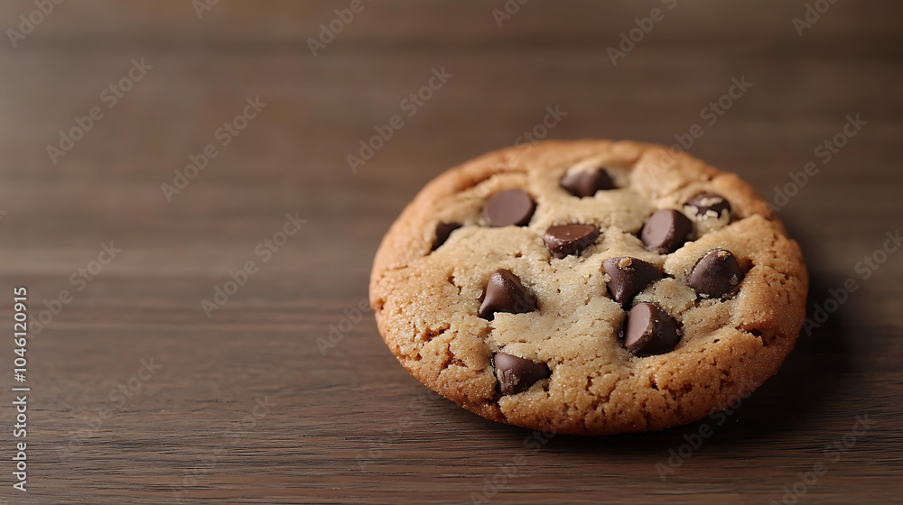 Chocolate chip cookie isolated on a wooden table Chocolate chip cookie isolated on a wooden table