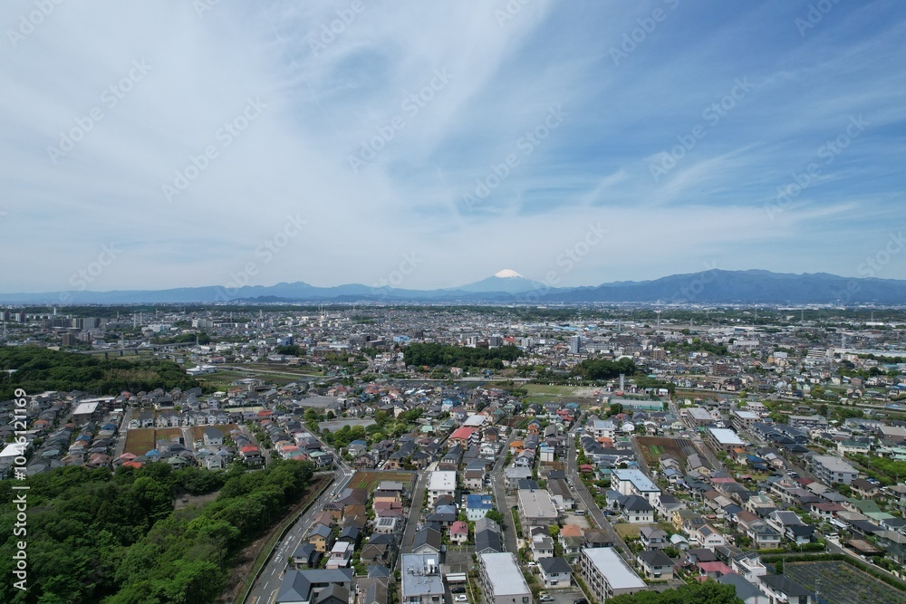 Blue sky and cityscape in Kanagawa, Japan Blue sky and cityscape in Kanagawa, Japan