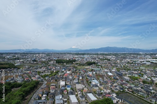 Blue sky and cityscape in Kanagawa, Japan photo