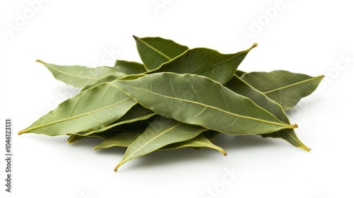 Dried Bay Leaves on White Background