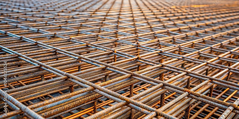 Steel wire mesh used in construction industry to reinforce concrete structures Steel wire mesh used in construction industry to reinforce concrete structures