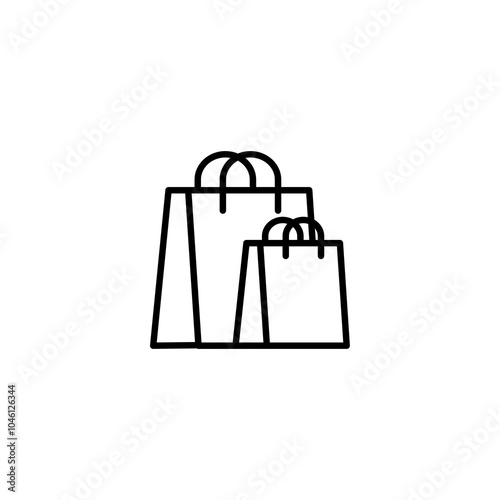 Shopping bags outline icon on white background 