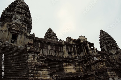 The central tower symbolizing the sacred Mount Meru in Angkor Wat in Cambodia