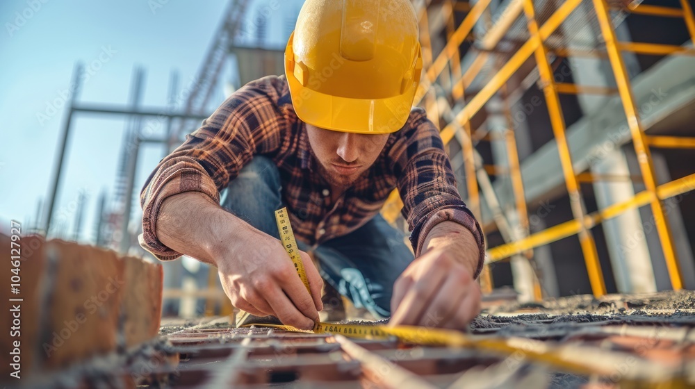 Construction Worker Measuring Construction Worker Measuring