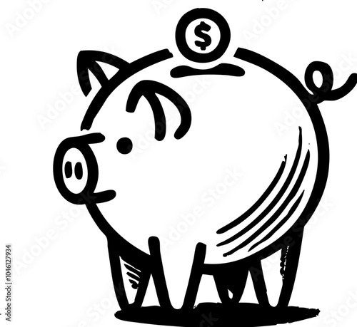 piggy bank and coin