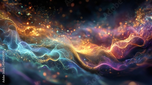 Wallpaper Mural A vibrant display of cosmic waves forms an enchanting spectacle filled with shimmering colors and soft luminous trails. Generative AI Torontodigital.ca