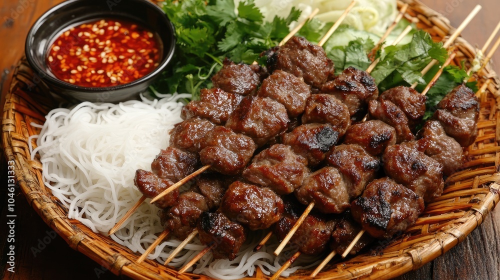 Delicious Grilled Skewers with Fresh Ingredients Delicious Grilled Skewers with Fresh Ingredients