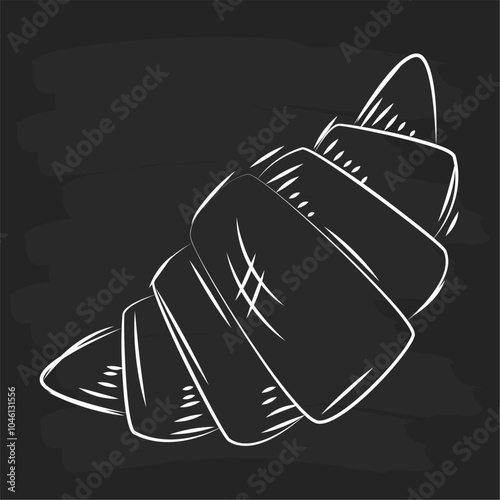 Hand-drawn croissant sketch with detailed layers Vector