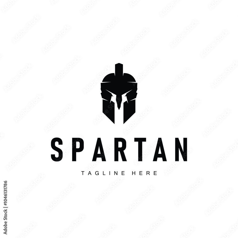 Spartan logo, barbarian warrior badge design simple silhouette spartan war helmet vector Spartan logo, barbarian warrior badge design simple silhouette spartan war helmet vector