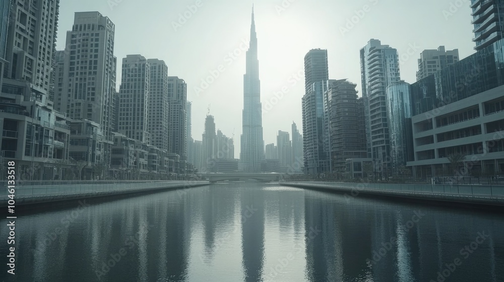 Fototapeta premium Modern Cityscape with Reflection in Water