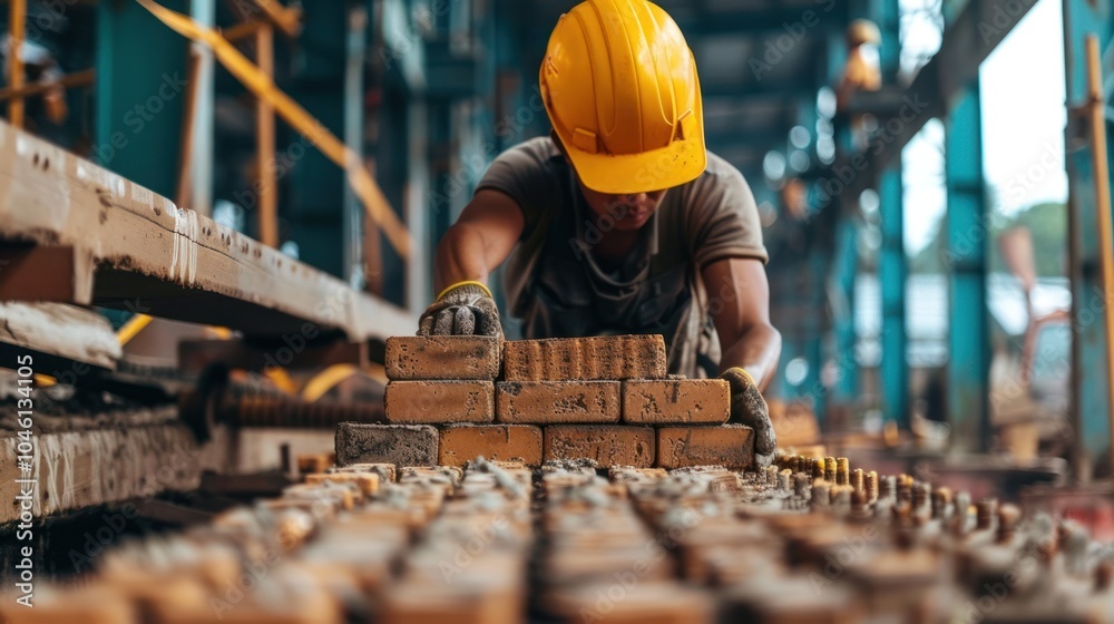 Construction Worker Laying Bricks Construction Worker Laying Bricks