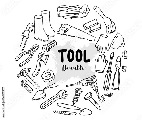 Working tool hand-drawn vector cartoon doodle illustration. photo