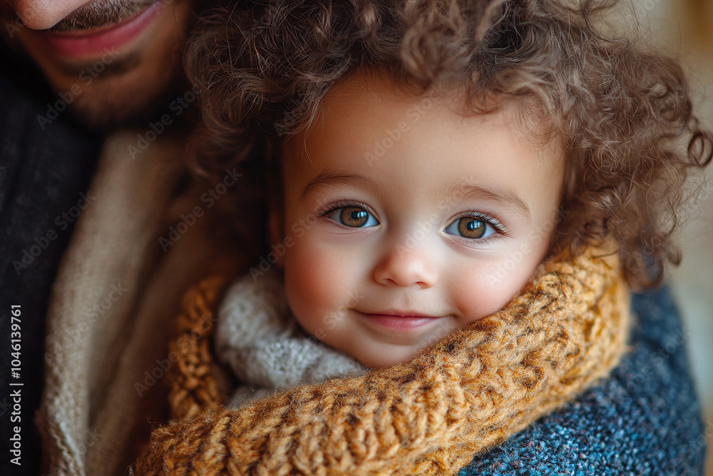 A baby enjoying a cuddle with a parent, with a soft and loving expression. A baby enjoying a cuddle with a parent, with a soft and loving expression.